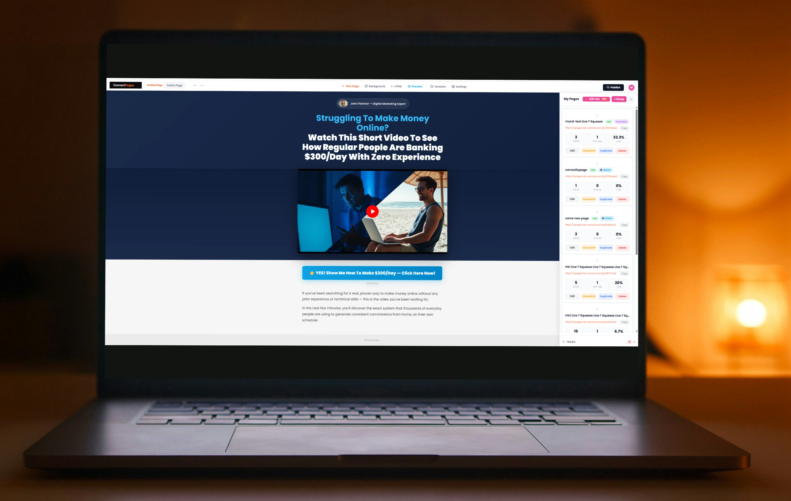 ConvertPages AI editor — page preview with My Pages panel