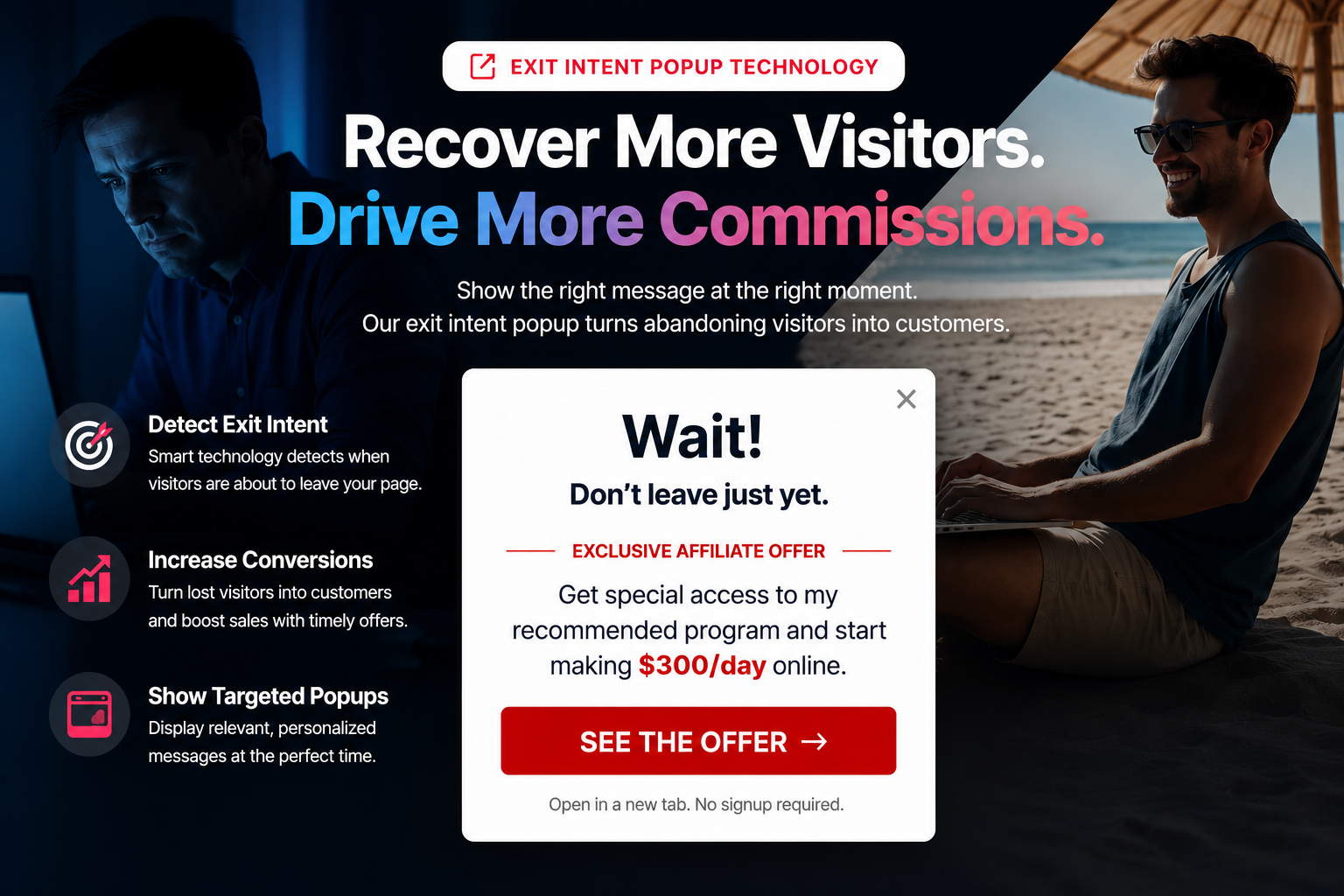 Exit Intent Popups — recover abandoning visitors